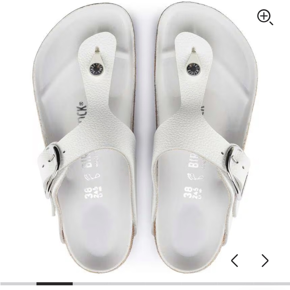 Women’s Birkenstock Big Buckle Gizeh White Leather Sandal - Picture 4 of 8